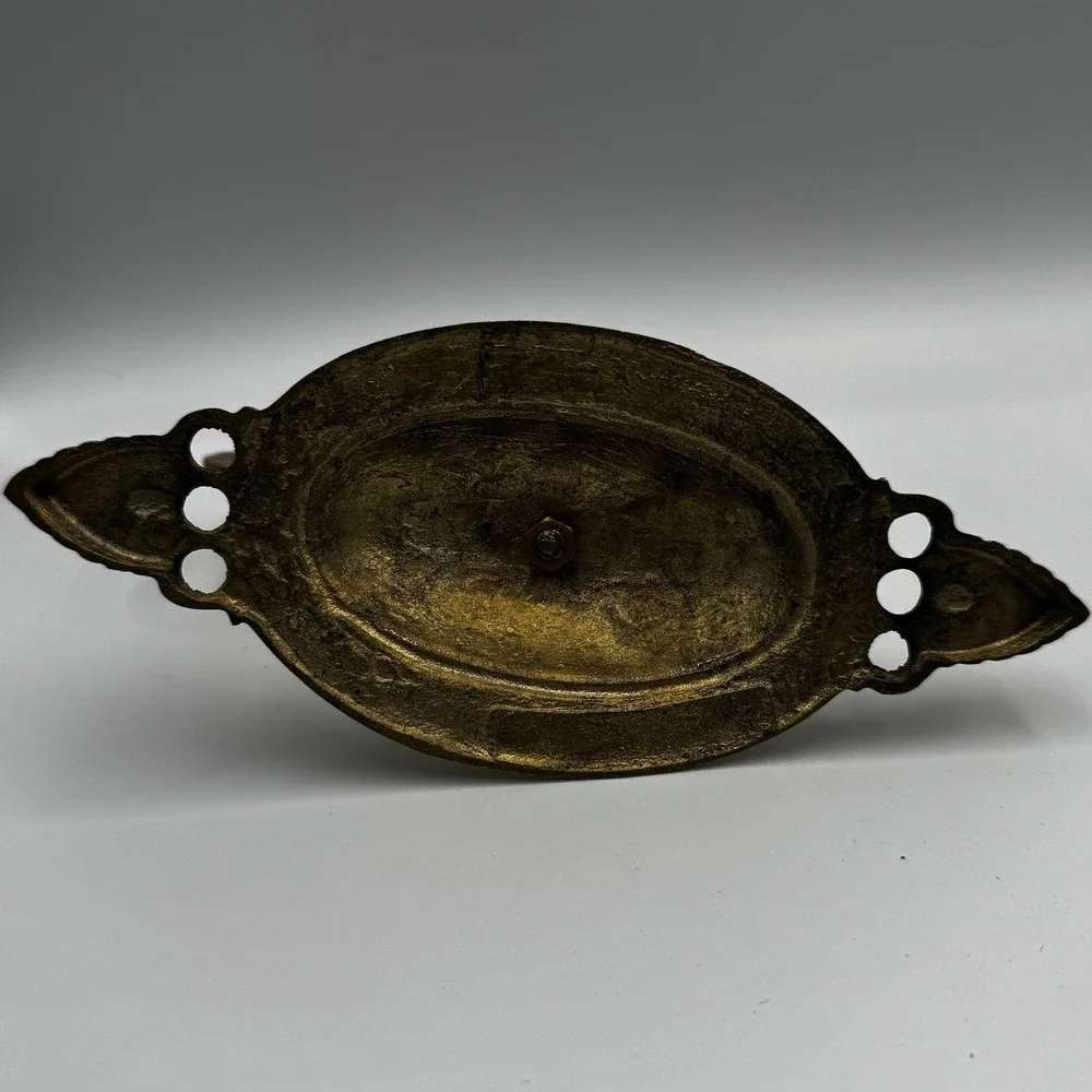 Vintage Solid Brass Wall Sconce Candle Holder‎ Ornate Scrolled Oval Backplate